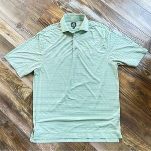 FootJoy Men's Short Sleeve Golf Polo Striped Lt Green And Gray Shirt Size Large